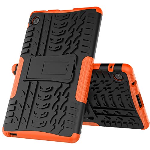 Tablet-Schutzhülle für Huawei Mediapad T8/C3 8.0 Reifenstruktur, stoßfest, TPU + Polycarbonat, Schutzhülle mit klappbarem Griff, Ständer für Tablet (Farbe: Orange) von jiaguowei