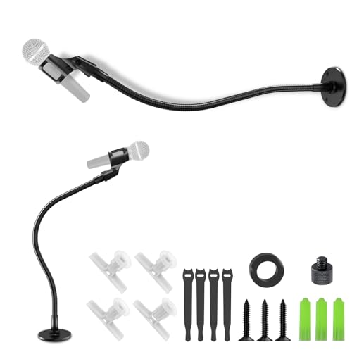 Mikrofonarmständer, 48,3 cm, flexibler Schwanenhals-Mikrofonständer mit Montagefuß und 5/8 auf 3/8 Adapter und Mikrofon-Clip-Adapter für Tischwände, Podium, Podcasts, Streaming, Radio, von jidinung