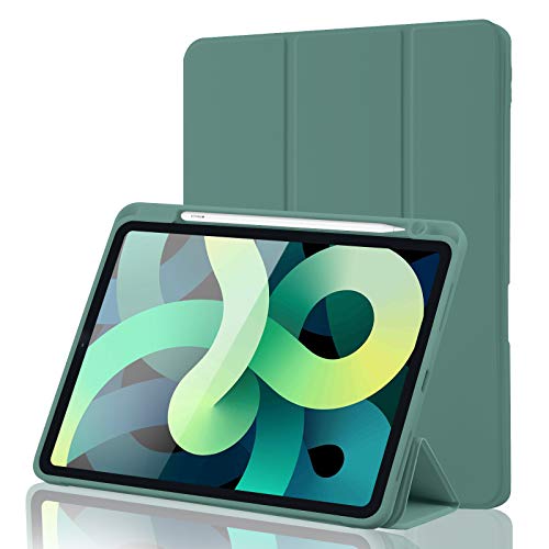 Schutzhülle für iPad Air 4 2020, 4. Generation mit Stifthalter, vollständiger Schutz + Apple 2. Bleistift Aufladen und Auto Wake/Sleep, Smart Stand Cover Case 10.9 (dunkelgrün) von jihe pocket