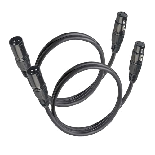 3-poliges DMX-Kabel männlich weiblich XLR Patchkabel, Dmx 1,2 m XLR-Stecker auf XLR-Buchse, leichtes DMX-Kabel mit 3-poligem Stecker, kurzes DMX-Kabel 0,9 m für Bühnenlichter, DMX-Signalanschluss, 2 von jindaaudio