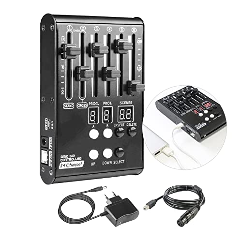 DMX Controllers Lighting, DJ Light Controller for Live House, Mini DMX Controller 512 for Stage Light, 54 Kanäle DMX Lighting Controller for Family Party. von jindaaudio