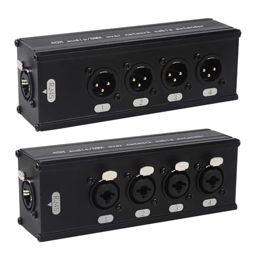 jindaaudio 4-K DMX XLR auf Ethernet Extender, 3-poliger XLR-Stecker/Buchse & Ethercon-Adapter, Cat5/Cat6/Cat7 Netzwerkkabelkonverter (1 Paar: Stecker + Buchse) | von jindaaudio