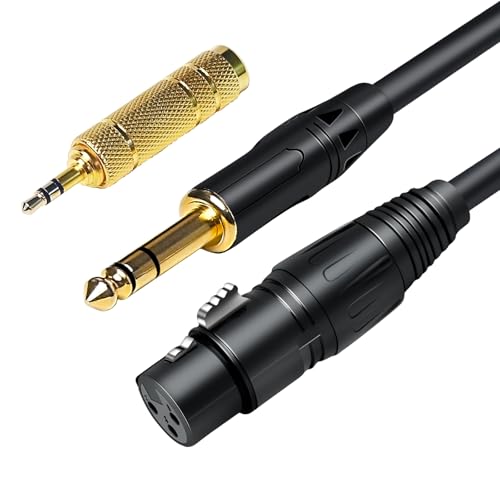 jindaaudio XLR-Kabel 5 m, XLR-Buchse auf 6,35 mm TRS-Stereo-Adapter mit 3,5 mm Stereo-Adapter, XLR-Mikrofonkabel, Klinkenstecker, symmetrisches Signal-Verbindung jindaaudio XLR-Kabel 5 m, XLR-Buchse auf 6,35 mm TRS-Stereo-Adapter mit 3,5 mm Stereo-Adapter, XLR-Mikrofonkabel, Klinkenstecker, symmetrisches Signal-Verbindung von jindaaudio