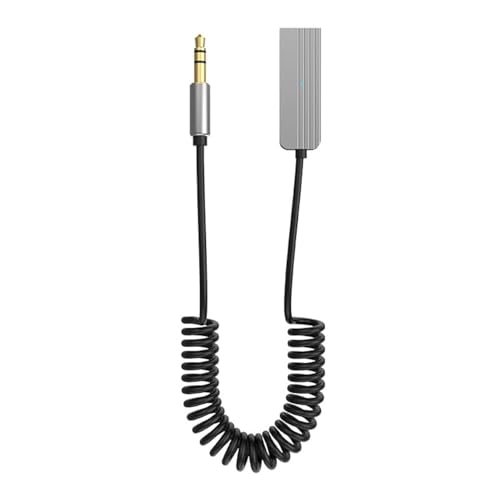 jj-shop24 Bluetooth 5.0 Empfänger Adapter 3.5mm Auto AUX Audio Stereo Klinke Musik Lautsprecher Radio USB KFZ mit Kabel Freisprechen von jj-shop24