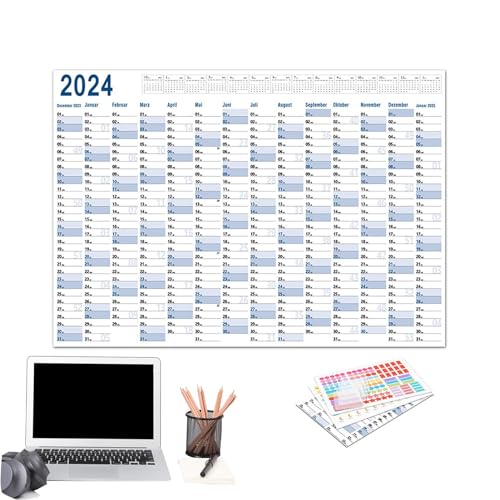 Jahres-Wandplaner 2024 Wandkalender – 12-monatiger Jahres-Monats-Wandplaner, gefalteter Jahres-Familienplaner 2024, großer Kalenderplan für die Wand, 29,21 x 20,67 Zoll von jlceh
