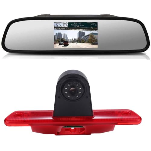 1280*720 Brake Bremsleuchte Auto Kamera Third roof Bremslicht Rückfahrkamera Fit for Toyota Proace Fiat Scudo Citroen Jumpy Peugeot Expert Tepee Wasserdicht+4.3"Reverse mirror OEM:1400002380 6351Z9 von jochaly