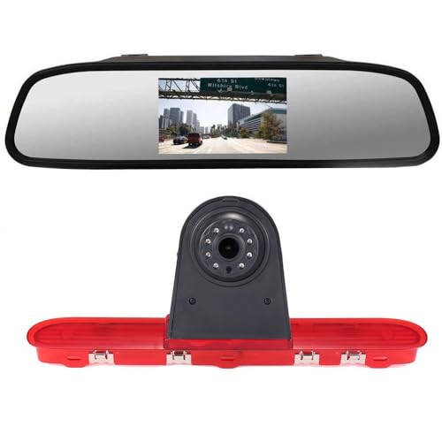 1280 * 720 Brake Bremsleuchte Auto Kamera Third roof Bremslicht Rückfahrkamera Fit for Toyota Proace Citroen Jumpy Kasten Spacetourer Peugeot Expert Kasten Traveller Bus Kasten+4.3" Reverse Mirror von jochaly