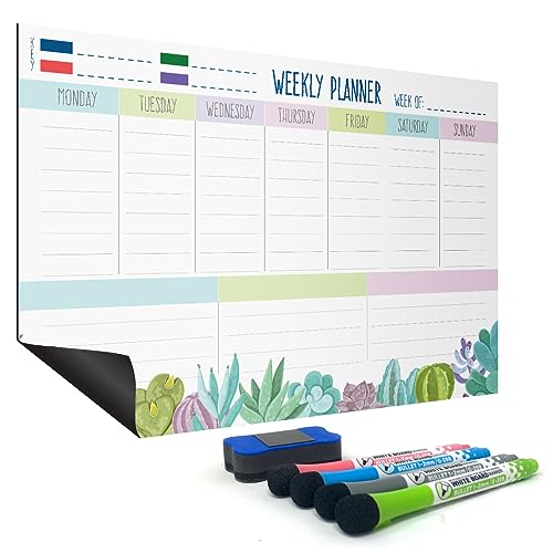 Joeji's Kitchen Wochenplaner abwischbar mit Magnet - Haushaltsplaner Familie Magnetisch Kühlschrank Kalender und Memoboard - Magnetisches Whiteboard Calendar Wochen - und Monatsplaner (Wochenplaner) von joeji's Kitchen