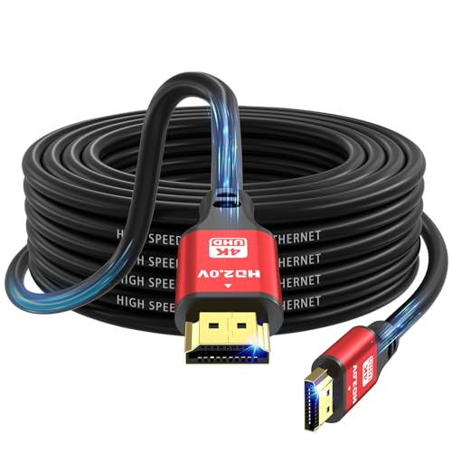 jojobnj 4K HDMI-Kabel, 10 m, High Speed HDMI 2.0 Kabel 4 K @ 60 Hz 18 Gbps, Ultra HD, Ethernet Audio Return, Video 4K, 1080p, 3D, Arc, HDR, kompatibel mit Xbox, PS5/PS4, HDTV, Laptop etc. (Rot) von jojobnj