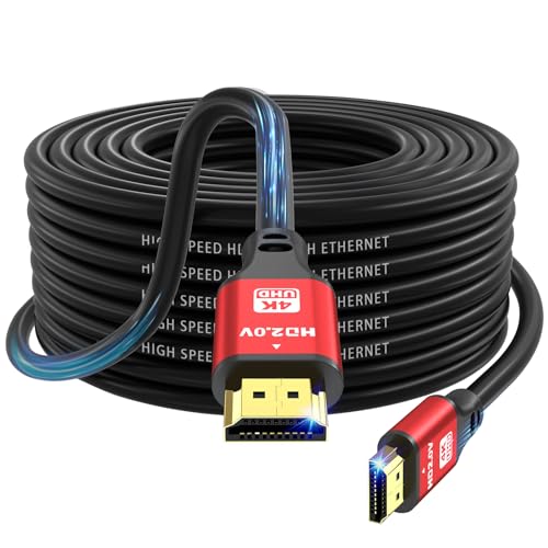 jojobnj 4K HDMI-Kabel, 20 m, High Speed HDMI 2.0 Kabel 4 K @ 60 Hz 18 Gbps, Ultra HD, Ethernet Audio Return, Video 4K, 1080p, 3D, Arc, HDR, kompatibel mit Xbox, PS5/PS4, HDTV, Laptop etc. (Rot) von jojobnj