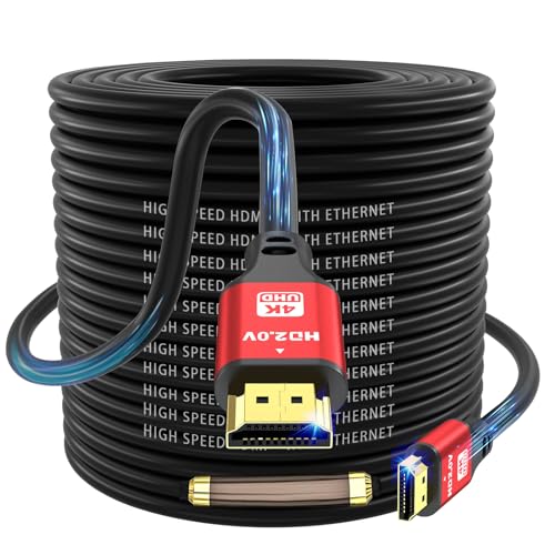 jojobnj 4K HDMI-Kabel, 30 m, High Speed HDMI 2.0 Kabel 4 K @ 60 Hz 18 Gbps, Ultra HD, Ethernet Audio Return, Video 4K, 1080p, 3D, Arc, HDR, kompatibel mit Xbox, PS5/PS4, HDTV, Laptop etc. (Rot) von jojobnj