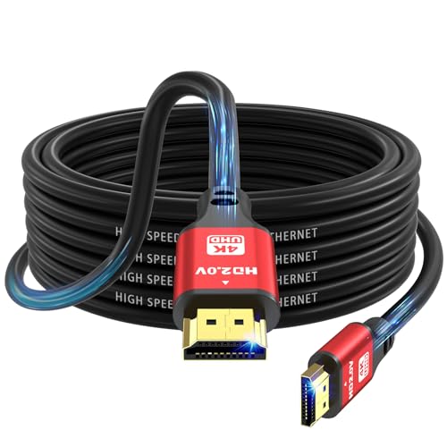 jojobnj 4K HDMI-Kabel, 7 m, High Speed HDMI 2.0 Kabel 4 K @ 60 Hz 18 Gbps, Ultra HD, Ethernet Audio Return, Video 4K, 1080p, 3D, Arc, HDR, kompatibel mit Xbox, PS5/PS4, HDTV, Laptop etc. (Rot) von jojobnj