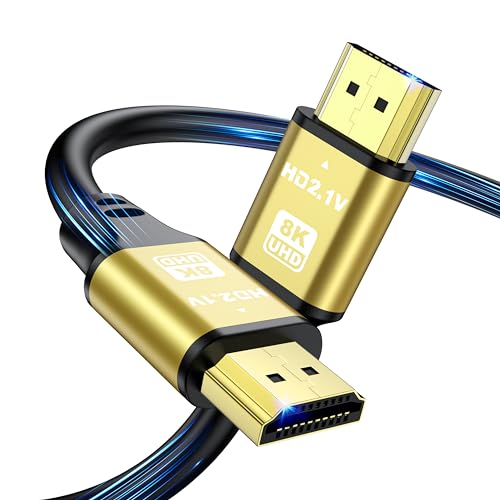 jojobnj 8K HDMI Kabel 1M, HDMI 2.1 48Gbps 8K@60Hz 4K@120Hz, Highspeed vergoldete Anschlüsse, HDCP 2.2 & 2.3, DTS:X, HDR 10 Kompatibel mit Roku TV/eARC/3D/PS5/HDTV/Laptop/Blu-ray jojobnj 8K HDMI Kabel 1M, HDMI 2.1 48Gbps 8K@60Hz 4K@120Hz, Highspeed vergoldete Anschlüsse, HDCP 2.2 & 2.3, DTS:X, HDR 10 Kompatibel mit Roku TV/eARC/3D/PS5/HDTV/Laptop/Blu-ray von jojobnj