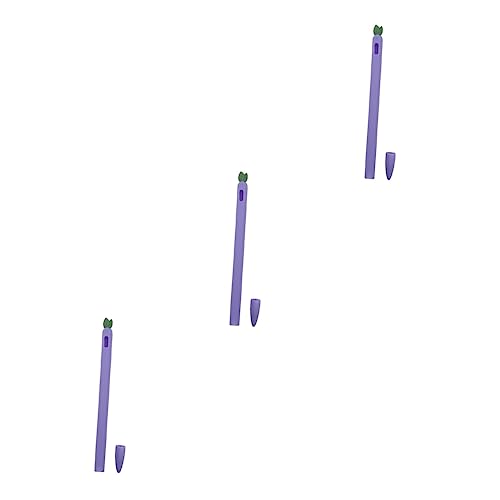 3St Stylus-Hülle stifte aufbewahrung Stift aufbewahrung stifte Halterung schreiblernbleistift Anti-Fall Schutzhülle Berührungsempfindlicher Bildschirm Etui Kieselgel Violett von jojofuny