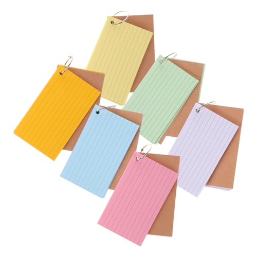 jojofuny 1 Satz Karteikarten mit Ring vokabelkarten Indexkarten mit Ring Studienmaterial mit Ring groß Grundlagen des Studiums Stichwort Loch Lernkarten-Pads Sortierte farbige Karte Papier von jojofuny