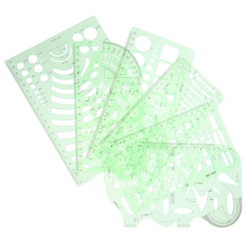 jojofuny 1 Satz Zeichnungsvorlagensatz Schablone Abfassung Groß Form Messlineal Für Geometrische Zeichnungsvorlagen Kreisvorlage Werkzeug Vorlagen Für Geometrische Zeichnungen Plastik Grün von jojofuny