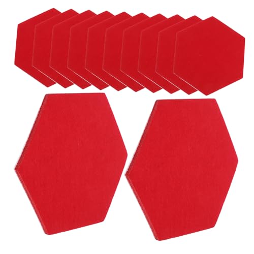 jojofuny 12 Stück Dekorplatte aus Filz bürodekoration Memo Board aus Filz Dekorative Filzplatten Schreibtisch Planke sechseckiges Schwarzes Brett Kleine Pinnwand für die Wand gefühlt rot von jojofuny