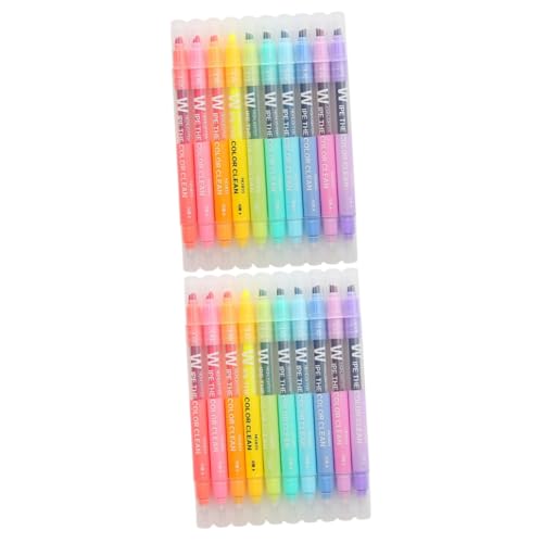 jojofuny 2 Sätze Löschbarer Textmarker Büromaterial Bürozubehör Office Zubehör Geschenkidee Süße Stifte Textmarker Stifte Doppelkopf-textmarker Textmarker Marker Plastik 10 Stück * 2 von jojofuny