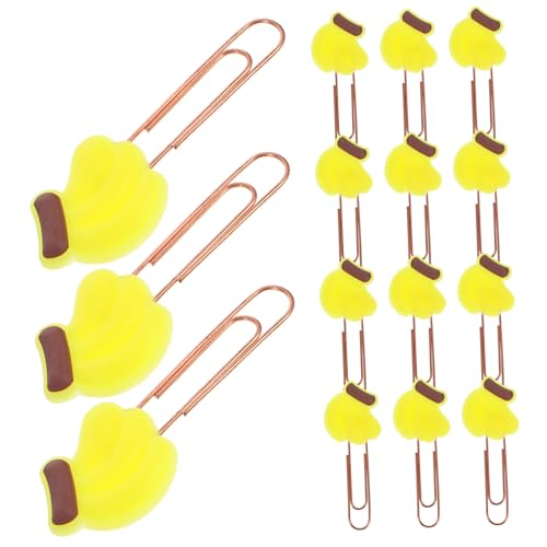 jojofuny 20 Stück Obst-Lesezeichen Clips Büroklammern Büro Papier Mini-Büroklammer büromaterial schreibutensilien kleine Büroklammern Lesezeichen in Cartoon-Form weiches Gummi Yellow von jojofuny