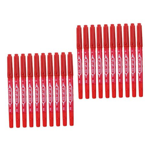 jojofuny 20 Stück doppelseitiger Markierungsstift Markierungen basierend malen ölig Dual bürogadges stationery Farbmarker auf Ölbasis Bulk-Marker für das Klassenzimmer Ölmarker Plastik rot von jojofuny