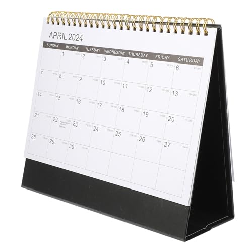 jojofuny 2024 Desktop-Kalender Ganzjahr Flip-Kalender Zeitplan Notizkalender Plan Aufzeichnungskalender Neujahrskalender Tisch-Stehkalender Für Home Office Schwarz von jojofuny