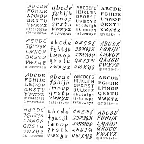 jojofuny 24 Blatt Alphanumerische Vorlage große Zahl Schablonen Alphabet klein Zeichnung Sammelalbum Schriftzeichen Vorlagen für Buchstabenschablonen Malschablonen pet0.25mm von jojofuny