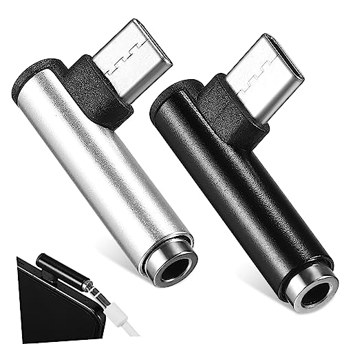 jojofuny 2 Stück USB-c auf 3 5 Mm Rechtwinkliger Audioadapter Mini-audiokonverter Einfach Zu Verwenden für Handy und Kopfhörer von jojofuny