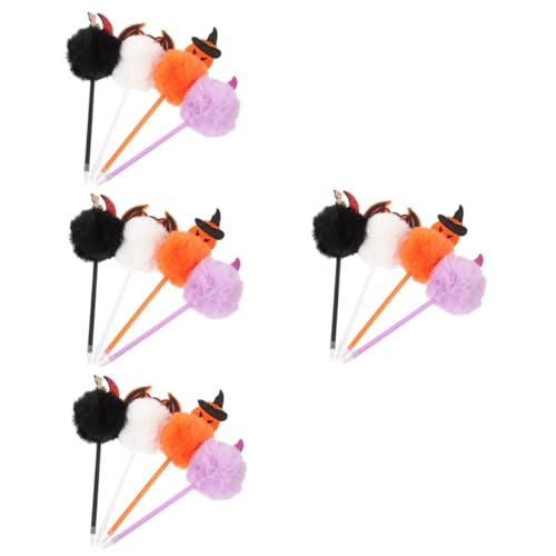 jojofuny 4 Sätze Party Plüschstift Halloween-spaßstifte Entzückende Stifte Hörner Cosplay Fledermaus-kugelschreiber Mini Karikatur Bezaubernde Schreibstifte Wolle Kunstfell 4 Stück * 4 von jojofuny