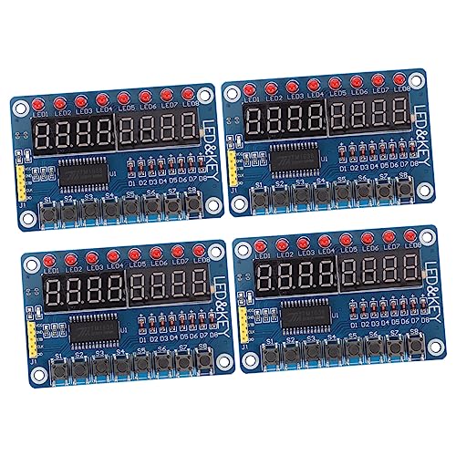 jojofuny 4 Stück 8 8-Bit-LED-Digitalröhre Anzeigemodul tm1638 digital geführt bläulich blueriiot Mikrocontroller-Anzeigemodul mit Tasten Anzeigemodul mit Tasten für Mikrocontroller Anzahl von jojofuny