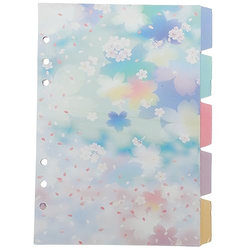 jojofuny 5 Blätter Kirschblüte Ordner Notebook-Tab-Teiler Veranstalter Notizbuch-Indexteiler Buchteiler Indexteiler Binder Dateiteiler Registerteiler aus Kunststoff Papier von jojofuny