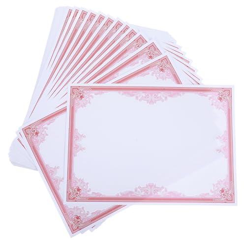 jojofuny 50 Blatt Ehrenurkunde Zertifikatsmappe Bedruckbares Pergament Klare Umschläge Dokument Tintenloses Mailing Brief Zertifikatshalter Blanko Zertifikate Papier Rot von jojofuny