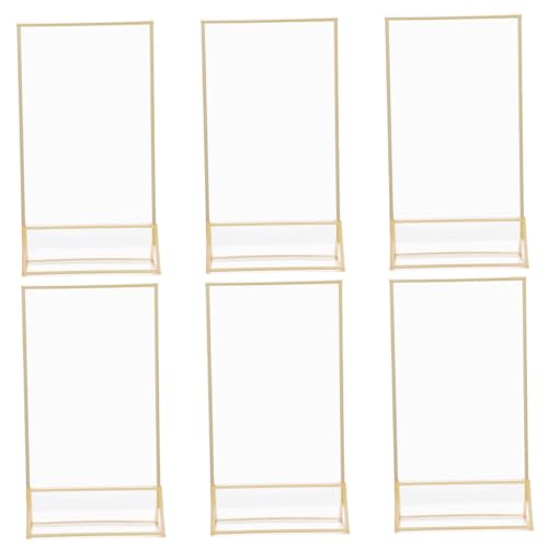 jojofuny 6 Stück Acryl Tischhalter Ständer Bildhalter Hochzeitshalter Acryl Ausstellungsständer Tischhalter Bildständer Für Tisch Menühalter Golden von jojofuny