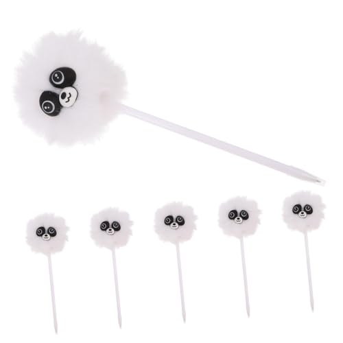 jojofuny 6 Stück Schwarzer Kugelschreiber Lustige Stifte Pom-pom-stifte Flauschiger Stift Kawaii-stifte Unscharfe Stifte Flauschige Stifte Cartoon-kugelschreiber Plastik Weiß von jojofuny