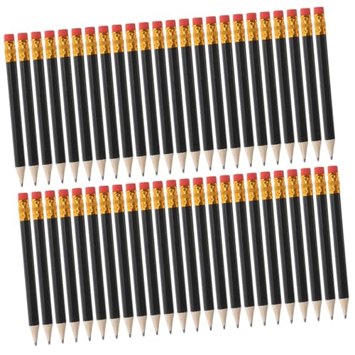 jojofuny 72 Stück Golfbleistift Ergonomischer Druckbleistift Radiergummis in Bleistiftform Süße Bleistifte Mini-bleistifte Mit Radiergummi Ergonomischer Bleistift Kleine Stifte Holz Black von jojofuny
