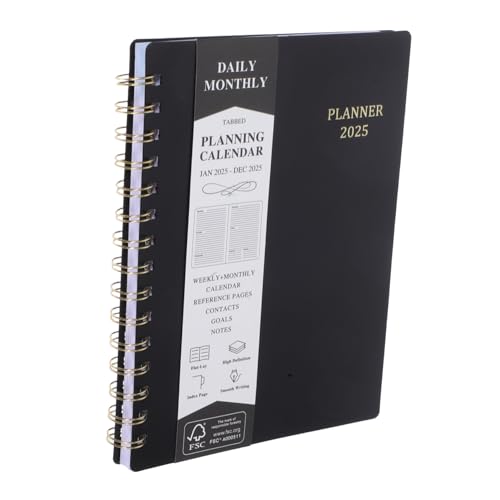 jojofuny Coil-Monatsplaner Agenda zeitmanagement Papierplan großer Planer tägliches notizbuch Planer-Abdeckung Kalenderbuch Planer mit Notizbereich Planer täglich Mittelschulplaner Black von jojofuny