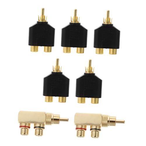 jojofuny Kupfer-AV-Audio-Splitter männlich Adapter 90-Grad-Splitteranschluss Audiostecker aus Kupfer 90-Grad-Audiostecker Splitterstecker aus Kupfer Legierung von jojofuny