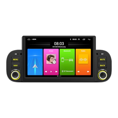 7'' AHD GPS Sat NAV Navigation Navigator Canbus Autoradio mit Wireless CarPlay & Android+Rückfahrkamera Einparksystem Kompatibel mit FIAT Panda 312 319 169 (G7341A Radio) von jojono