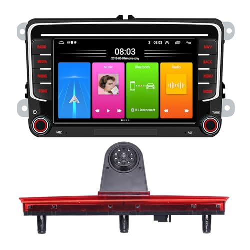 7'' AHD GPS Sat NAV Navigator Canbus Autoradio Wireless CarPlay Android Kompatibel mit V W Caravelle/T5 Multivan VI Touareg Kasten/California T6 Camper/Transporter (G7257 Radio+7228 Rückfahrkamera) von jojono