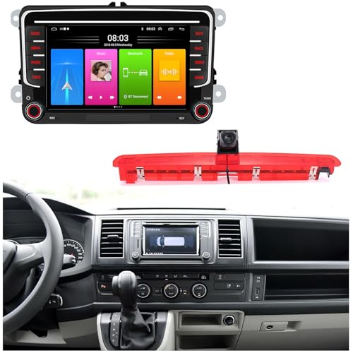 7'' AHD GPS Sat NAV Navigator Canbus Autoradio Wireless CarPlay Android Kompatibel mit V W Caravelle/T5 Multivan VI Touareg Kasten/California T6 Camper/Transporter (G7257 Radio+7257 Rückfahrkamera) von jojono