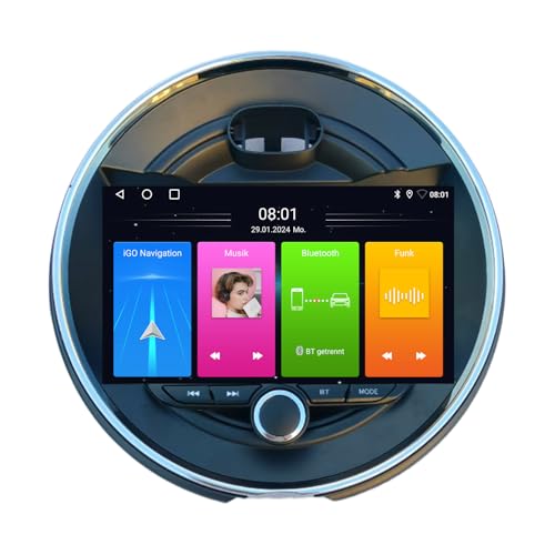 9''AHD GPS Navigator Canbus Autoradio CarPlay Android+Rückfahrkamera Kompatibel mit BMW Mini Cooper R50 R52 R53 R56 R57 R58 R59 F55 F56 F57/R55/Countryman R60/Paceman R61 (Radio A) von jojono