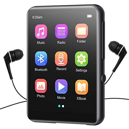 32GB MP3 Player Bluetooth 5.0, HiFi Verlustfreier Ton Musik Player mit Lautsprecher, Voice Recorder, FM Radio, 2.4 Zoll Voller Touchscreen Gehäusekörper aus Metall MP3, Unterstützt bis zu 128 GB von joliker