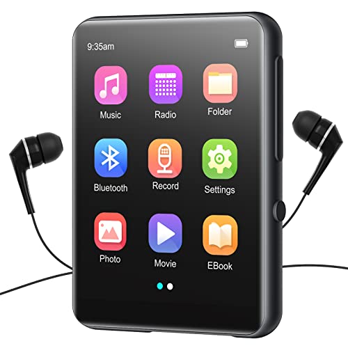 MP3 Player mit Bluetooth 5.3, Tragbarer HiFi Verlustfreier Sound Musik Player mit Lautsprecher, FM Radio, Voice Recorder, E-Book, 2,4 Zoll Full Touchscreen, Unterstützt bis zu 128GB TF Karte von joliker