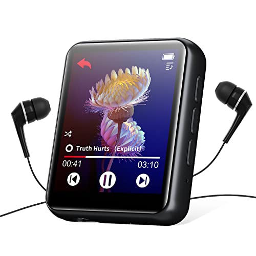 Voller Touchscreen Bluetooth 5.0 MP3 Player, 16GB HiFi Verlustfreier Ton MP3 Musik Player mit Lautsprecher, Voice Recorder, Line-in Aufnahme, FM Radio, E-Book, Schrittzähler, Unterstützt bis zu 128GB von joliker