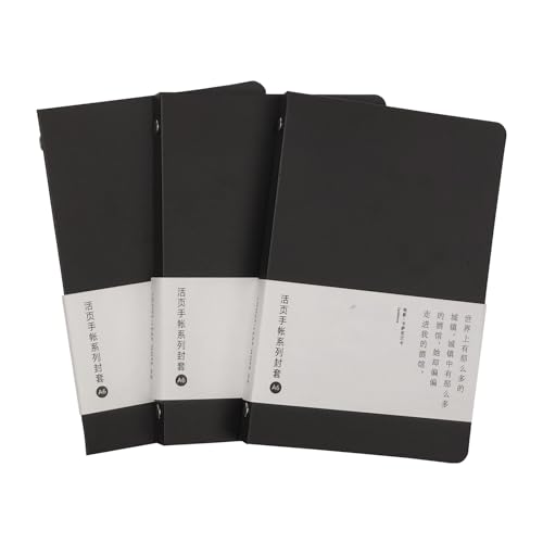 PP-Ordnerhüllen, 3 Stück, A5, A6, B5, lose Blätter, runder Ringbuchschutz, 6-Ringe, 9-Ringe, nachfüllbares Notizbuch (Innenpapier nicht im Lieferumfang enthalten), Schwarz, 3 Stück, A6 von jooact