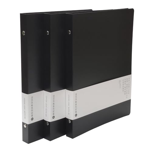 PP-Ordnerhüllen, 3 Stück, A5, A6, B5, lose Blätter, runder Ringbuchschutz, 6-Ringe, 9-Ringe, nachfüllbares Notizbuch (Innenpapier nicht im Lieferumfang enthalten), Schwarz, 3 Stück, B5 von jooact