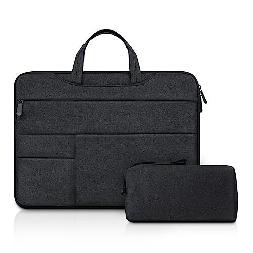 jooeer 13 Zoll Laptophülle Tasche Dünn Wasserdicht PC Schutzhülle Kompatibel mit 13" MacBook Air/Pro M2 M1 13,3" Chromebook Notebook, Stoßfest Gepolstert Sleeve mit Griff Zubehörtasche, Schwarz von jooeer