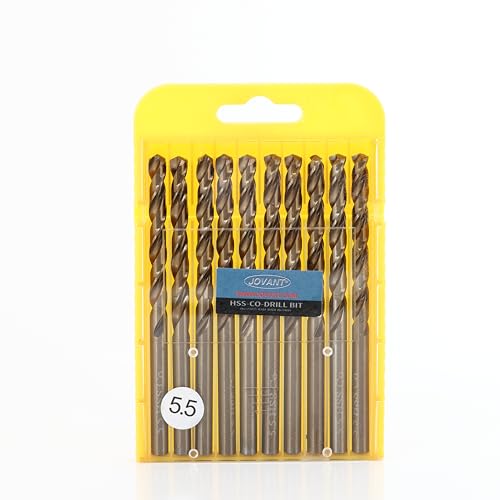 JOVANT 10pcs 7/32 Zoll(5.5mm) Kobalt-Bohrer, M35- HSS High Speed Steel für Bohrer/Driver Edelstahl Heavy Duty Twist Steel Drill Bits von jovant