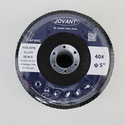 JOVANT Winkelschleifer-Fächerscheiben-Set, 5-Zoll-Schleifmittel mit hoher Dichte, 7/8-Zoll-Aufnahme, Fächerscheiben zum Schleifen/Schlichten/Schleifen, Körnung 40, 20 Stück JOVANT Winkelschleifer-Fächerscheiben-Set, 5-Zoll-Schleifmittel mit hoher Dichte, 7/8-Zoll-Aufnahme, Fächerscheiben zum Schleifen/Schlichten/Schleifen, Körnung 40, 20 Stück von jovant
