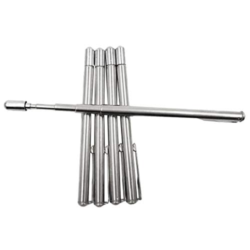 joyMerit 5pcs Edelstahl Teleskop Kugelschreiber Ausziehbar Zeigestab Hand Kugelschreiber, Silber - 6 Abschnitte von joyMerit