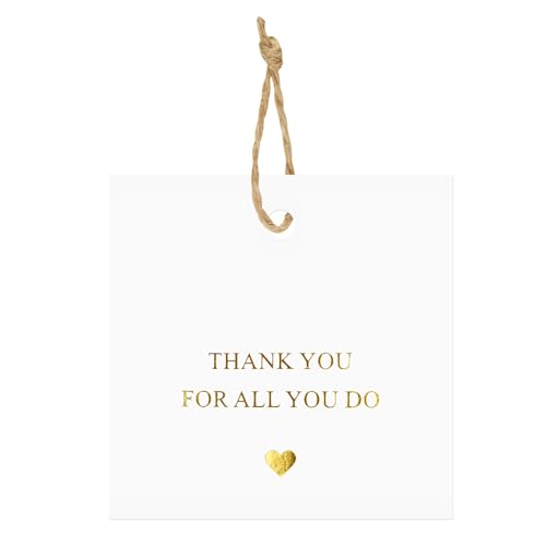 joycraft 50 Stück "Thank You for All You Do"-Etiketten, 6,3 cm, quadratische Goldfolien-Hängeetiketten mit Schnur, weißes Kraftpapier, Dankeschön-Geschenkanhänger für Lehrertag, Erntedankfest joycraft 50 Stück "Thank You for All You Do"-Etiketten, 6,3 cm, quadratische Goldfolien-Hängeetiketten mit Schnur, weißes Kraftpapier, Dankeschön-Geschenkanhänger für Lehrertag, Erntedankfest von joycraft